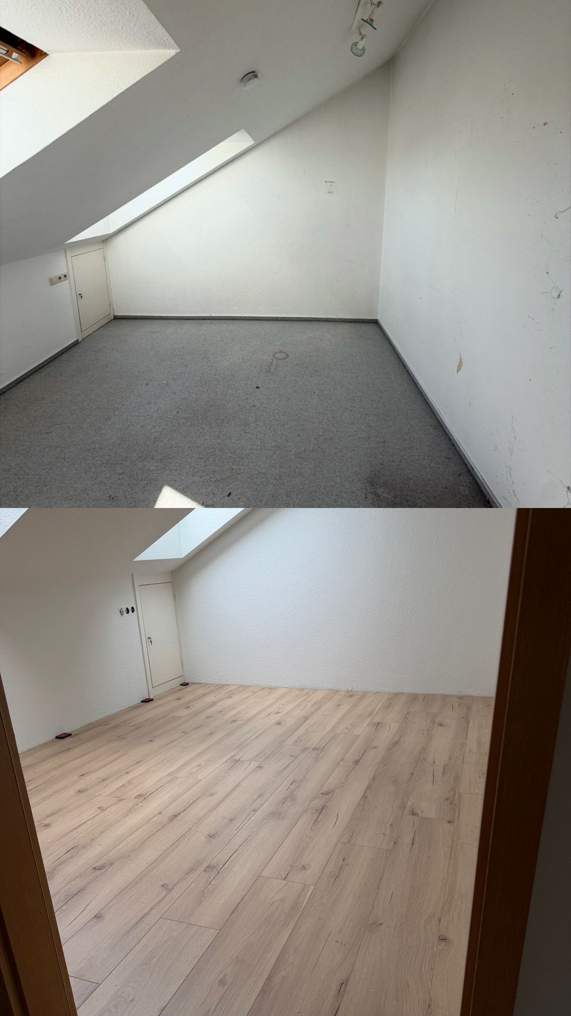 Nachher: neuer Bodenbelag im Dachgeschoss